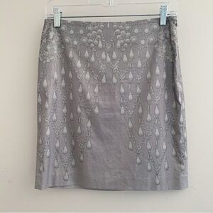 Marc Cain Bead Print Metallic Mini Pencil Skirt Sz 1 XS